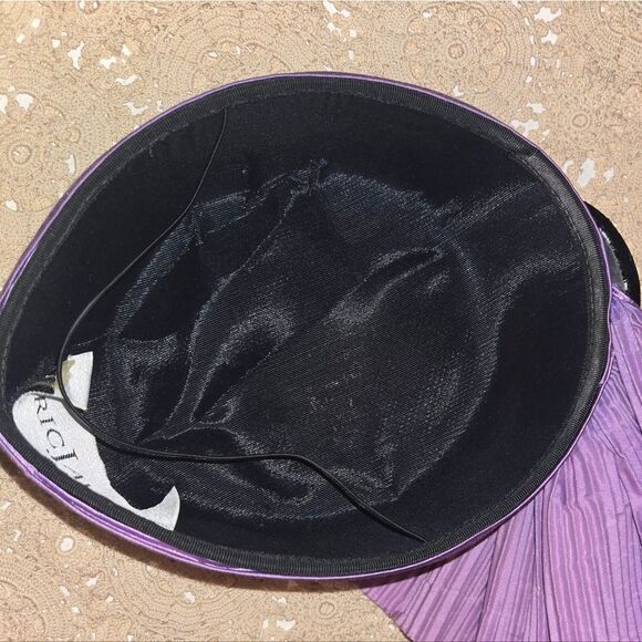 PILLBOX HAT Vintage By Lame Pillbox Fascinator Hat with Pleated Fan - Picture 3 of 12